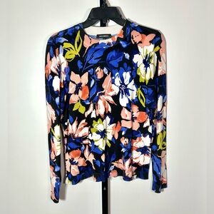 525 America Women Light Weight Sweater Floral Size M, Blue, Flowers